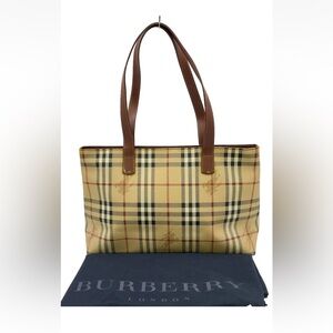 Auth Burberry Beige Nova Red Check Tote Bag Nylon and Burberry dust bag